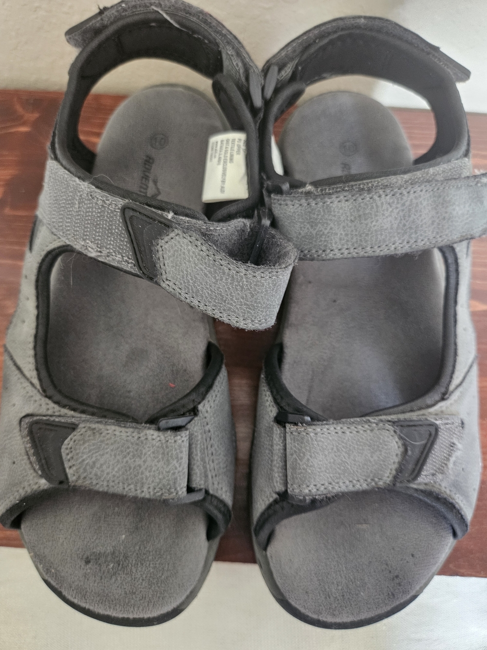 Adventuridge Adjustable Gray Mens Sandals with Cushioned Footbed